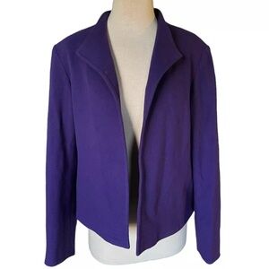 Louben Open Front Purple Wool Cashmere Blazer Jacket Coat Size 12